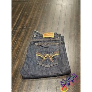 Women's Lucky Brand Dungarees "Retro Sundown Jean" Jeans Size 4/27 Embroidered